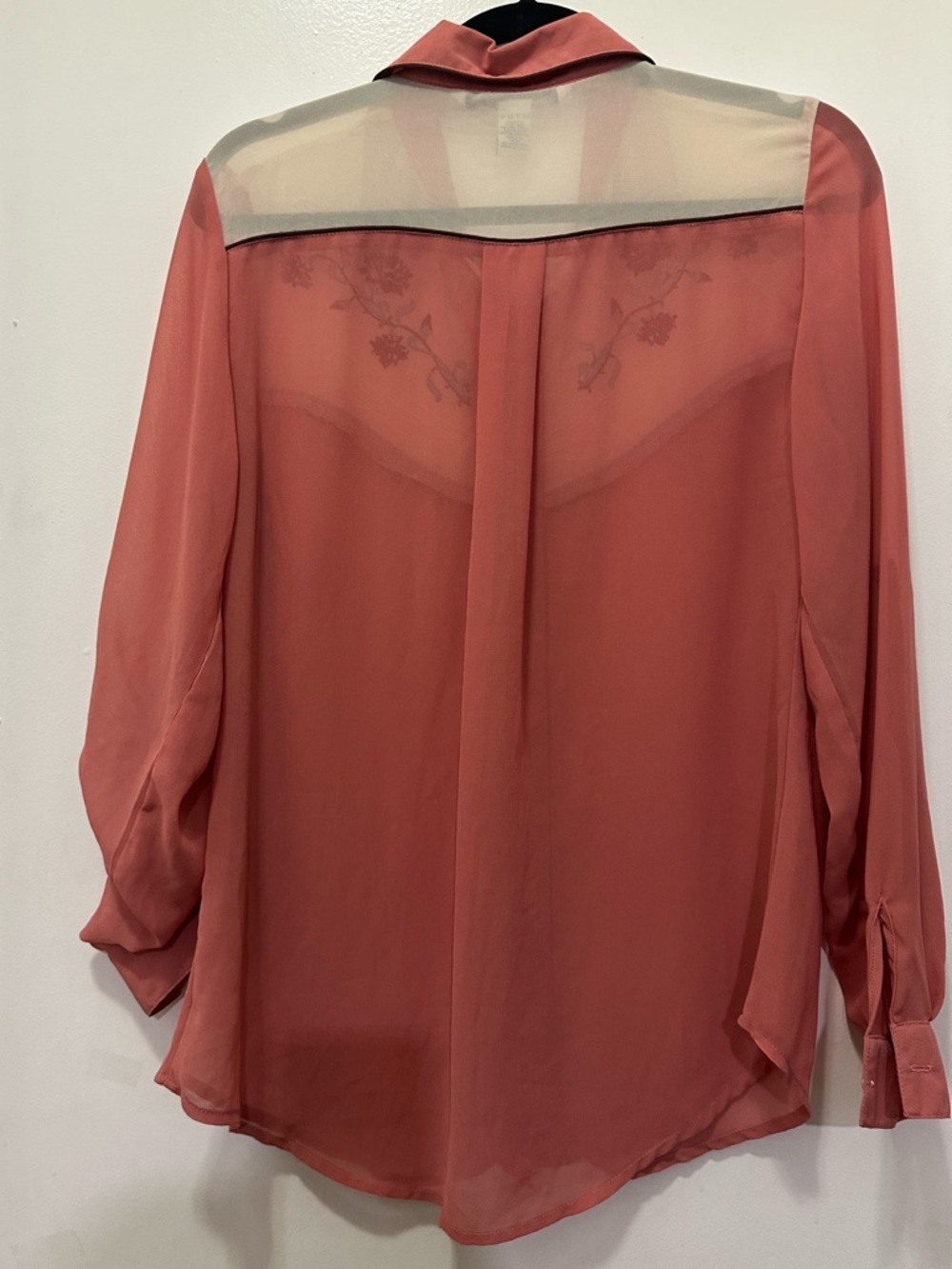 American Rag Western Embroidered Button-Down Blouse - Sheer Sz M - Picture 6 of 6